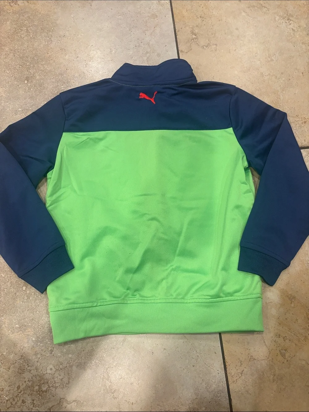 Puma Boys Lime Green & Navy Zip Jacket with Red Puma size 5